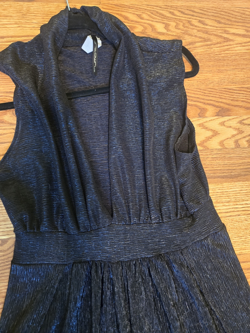 Black Metallic Tulip Wide-Leg Jumpsuit By Unknown Sz L - Picture 4 of 7